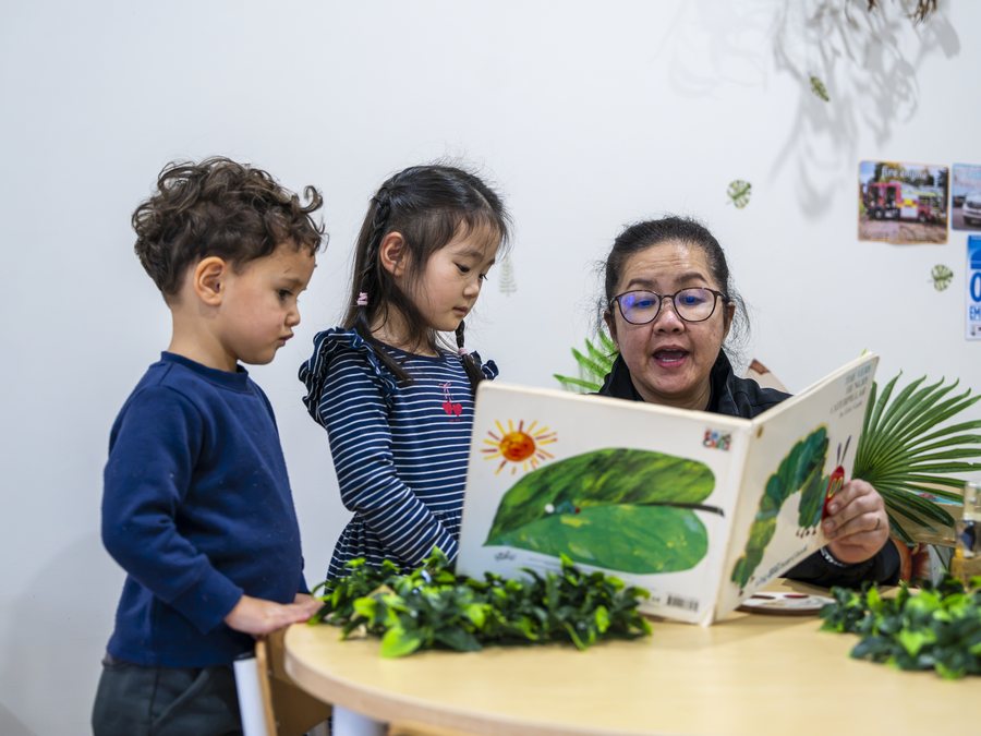 Sandpit sensory play for toddlers at early learning centre Dundas