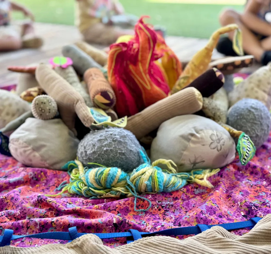 Loose parts and natural materials set out for an incursion